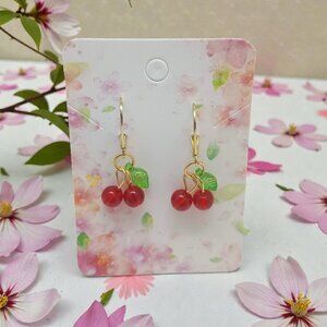 Sweetheart Cherries Cherry Drop Earrings Handmade